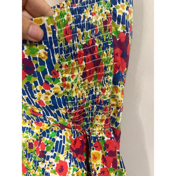 Girls from Savoy for Anthropologie Strapless Mini Floral Retro Dress Lined sz 12 - Picture 7 of 11
